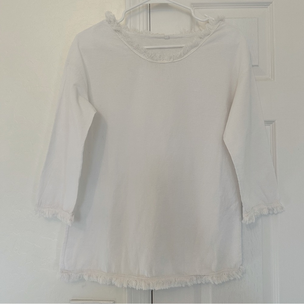 White, 3/4 length sleeve, linen shirt